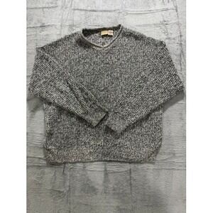 Vintage Fargo Marled Knit Sweater XL Gray Grandpa Core Textured V Neck